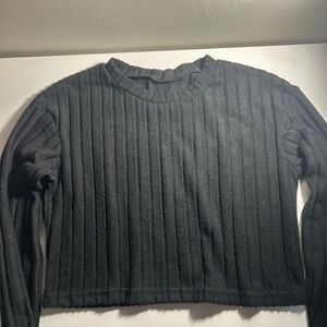 SHEIN Black Long Sleeve Ribbed Tee